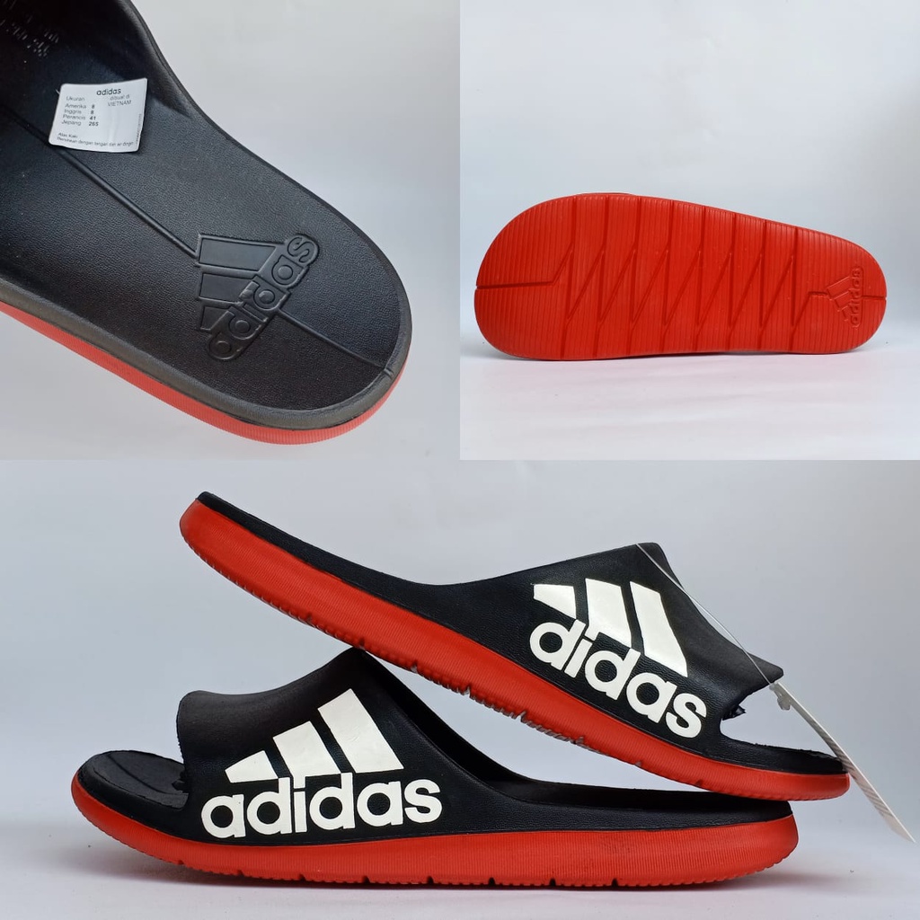 Sandal slop adidas aqualette pria hitam merah murah 40-43