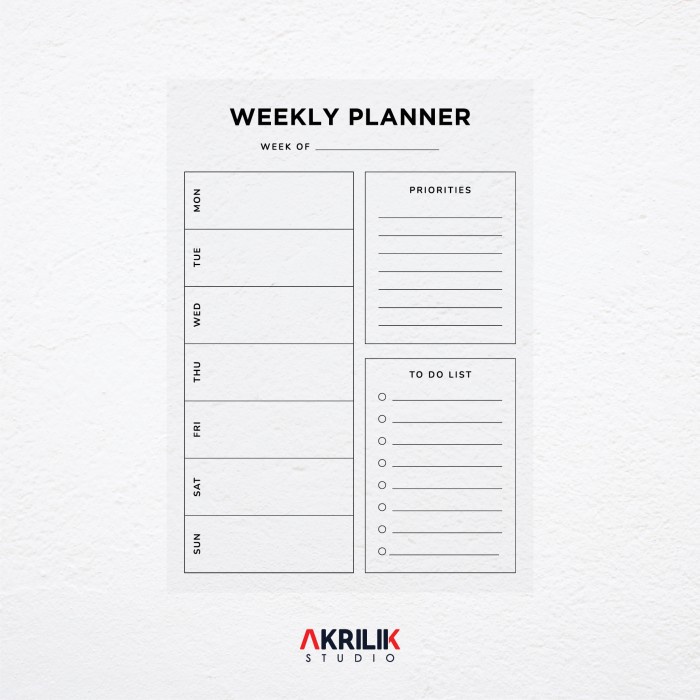

Acrylic Weekly Planner Akrilik Wall Schedule Papan Agenda Organizer