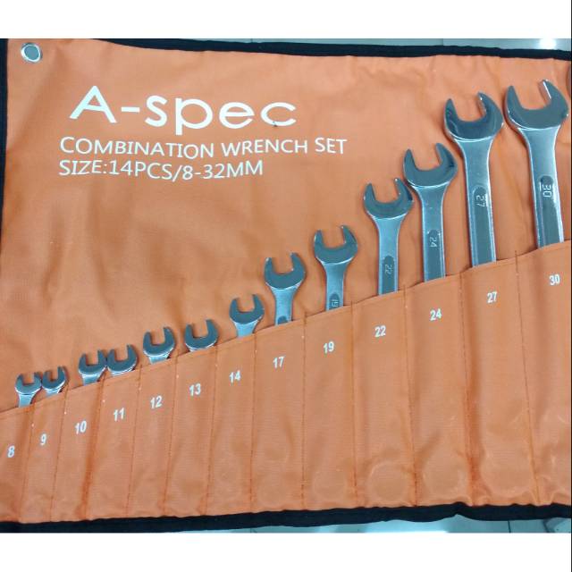 KUNCI RING PAS SET ASPEC 14 PCS 8-32MM - COMBINATION WRENCH 14 PCS - RING PAS SET 8-32 MM