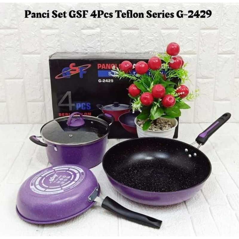 teflon GSF panci Set 8 pcs GSF 8Pcs wajan gsf frypan gsf Teflon set Series G-2429 G-2529 G-2629