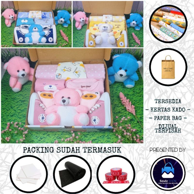 SOUL [Box Baby] Hamper Bayi Kado Lahiran Newborn Paket Set Lengkap  Cute Gift Parcel Real Pict Hampers baby boy and girl Parcel Bayi Laki-laki Perempuan