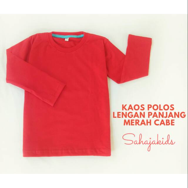  Kaos  Polos  Anak  Lengan  Panjang  Merah Cabe Shopee Indonesia