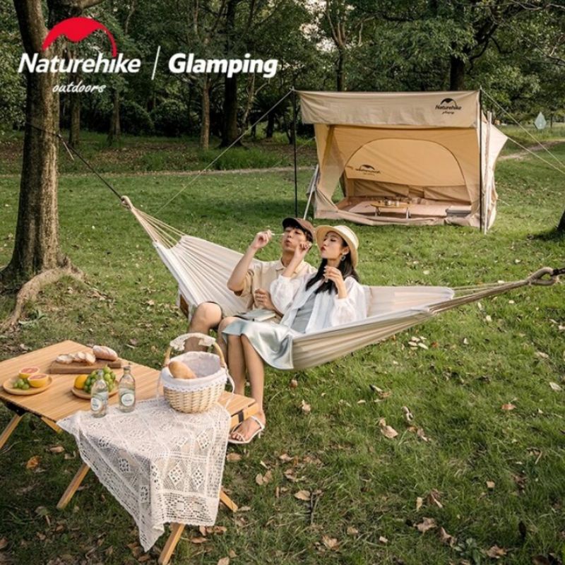 HAMMOCK CANVAS NATUREHIKE NH21DC000 SINGLE DOUBLE TEMPAT TIDUR GANTUNG KANVAS PIKNIK CAMPING BERKEMA