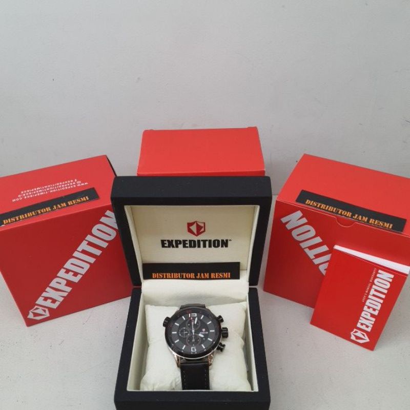 Jam Tangan Pria Expedition E6768M E 6768 M E6768 M E 6768M Silver Black Dial Grey Cronograph