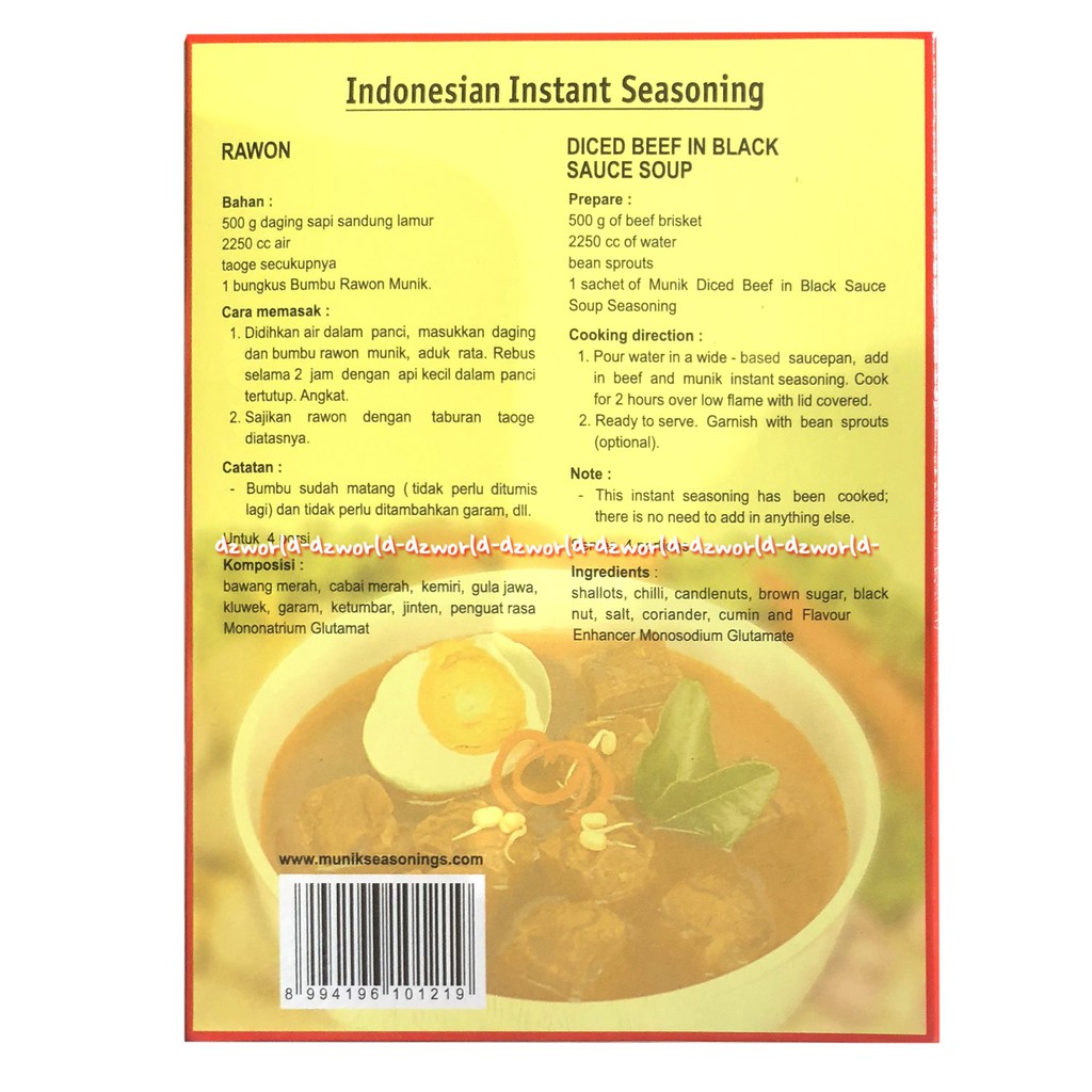 Munik Bumbu Rawon Diced Beef in Black Sauce Soup Seasoning 125gr