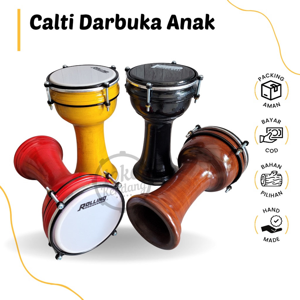 Termurah Calti Darbuka Dumbuk Pinggang Anak Kecil Mika 6 inch Power Beat Kayu Asli Bonus Kunci L Standar Bergaransi