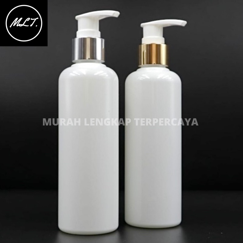 BOTOL PUMP 250ML PUTIH TUTUP PUMP LOTION GOLD DAN SILVER / BOTOL 250 ML LOTION PUMP GOLD SILVER BOTOL PUTIH