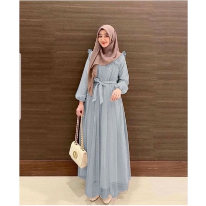 New Series Gamis Wanita Remaja Melani Salur Bahan Katun Import Gamis Pesta Terbaru Gamis Kondangan M