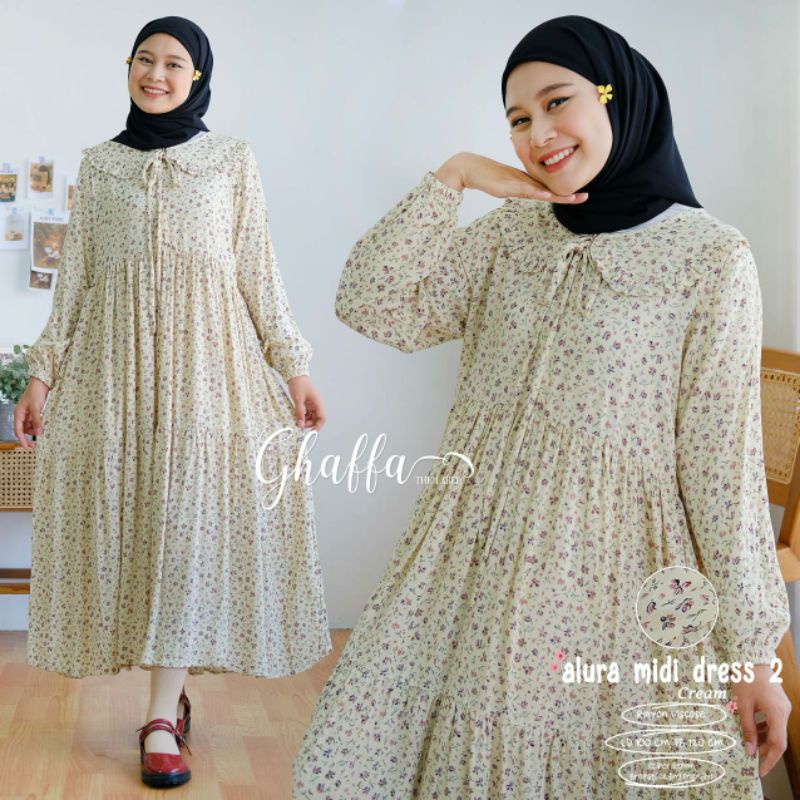 ALURA #2 MIDI DRESS ORI GHAFFA THE LABEL // Gamis Rayon Viscose Midi Dress Terbaru