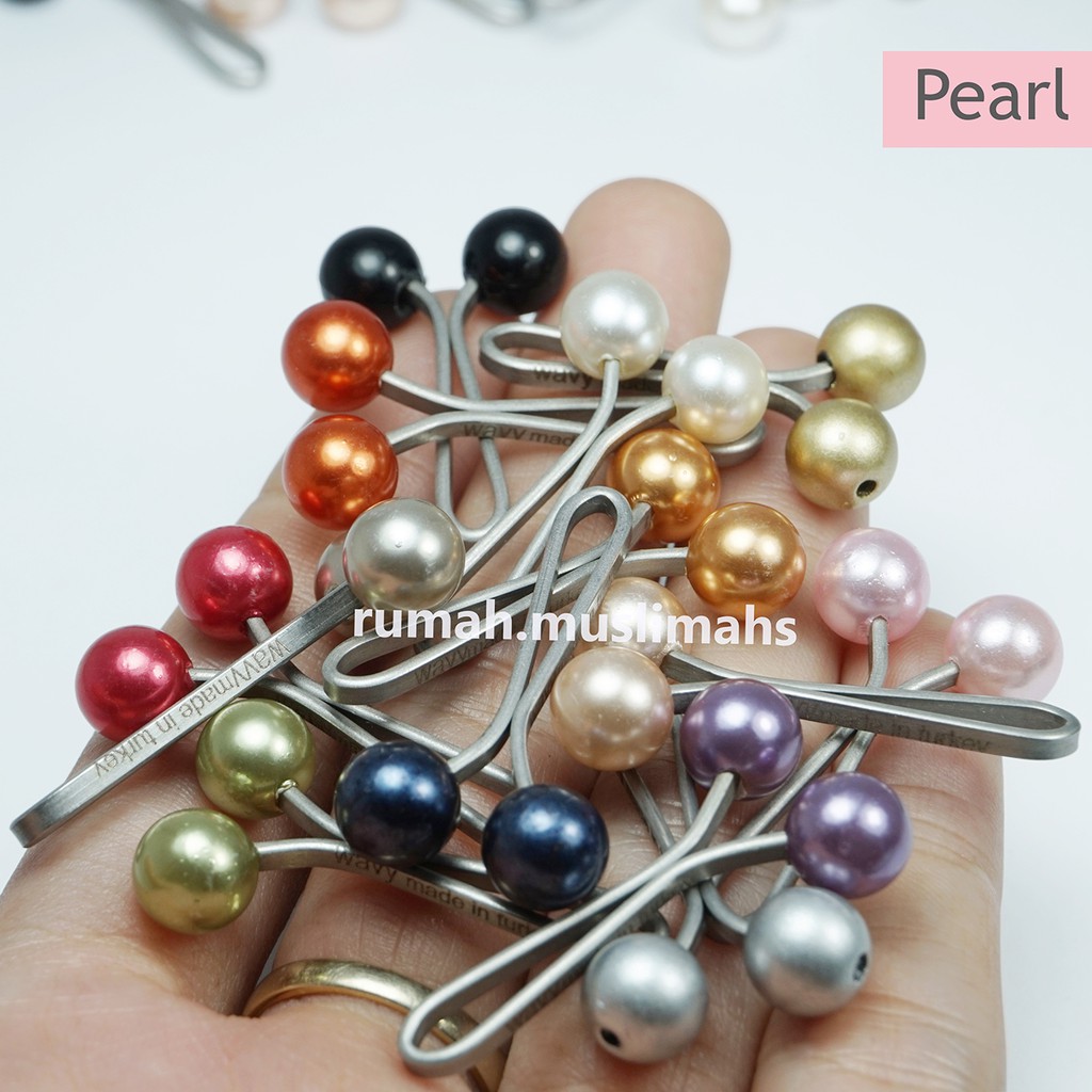 Pin klip turki 'PEARL' penjepit jilbab hijab clip turkey peniti turki jepitan jilbab klip jilbab