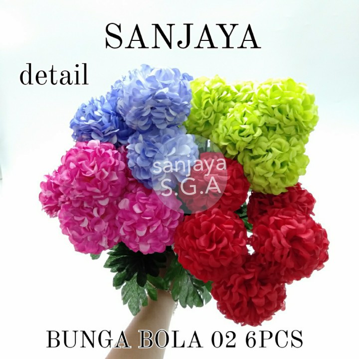 Bunga Bola Artificial / Bunga Bola Palsu / Bunga Bola Plastik / Bunga Hias Dekorasi / Bunga Bola 02 6Pcs