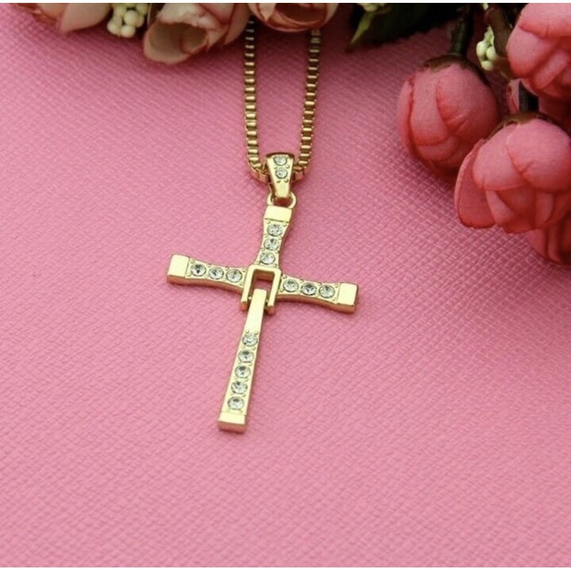 Kalung Vin Diesel Gold Kalung Salib Cross Golden Necklace Fast and Furious Dominic Toreto Hadiah