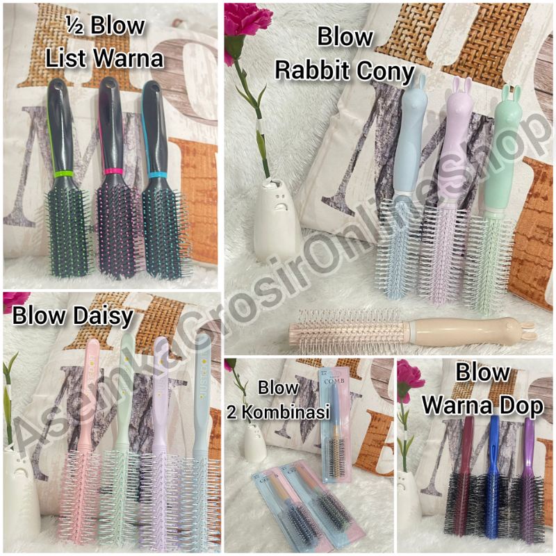 Aneka Sisir Blow Rambut ½ Blow Polos Karakter Pastel