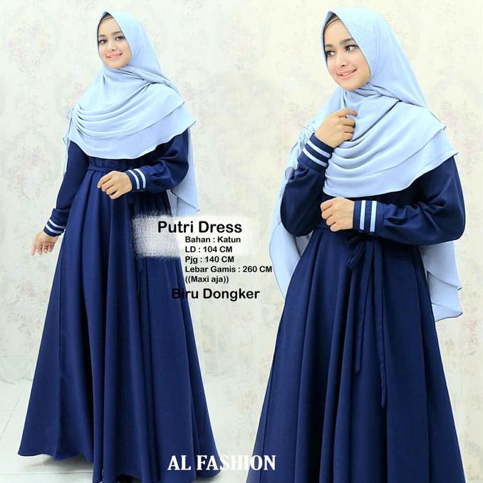 Gamis Maxi Putri Baju Muslim Wanita Gamis Model Kekinian Terbaru Biru Dongker Shopee Indonesia