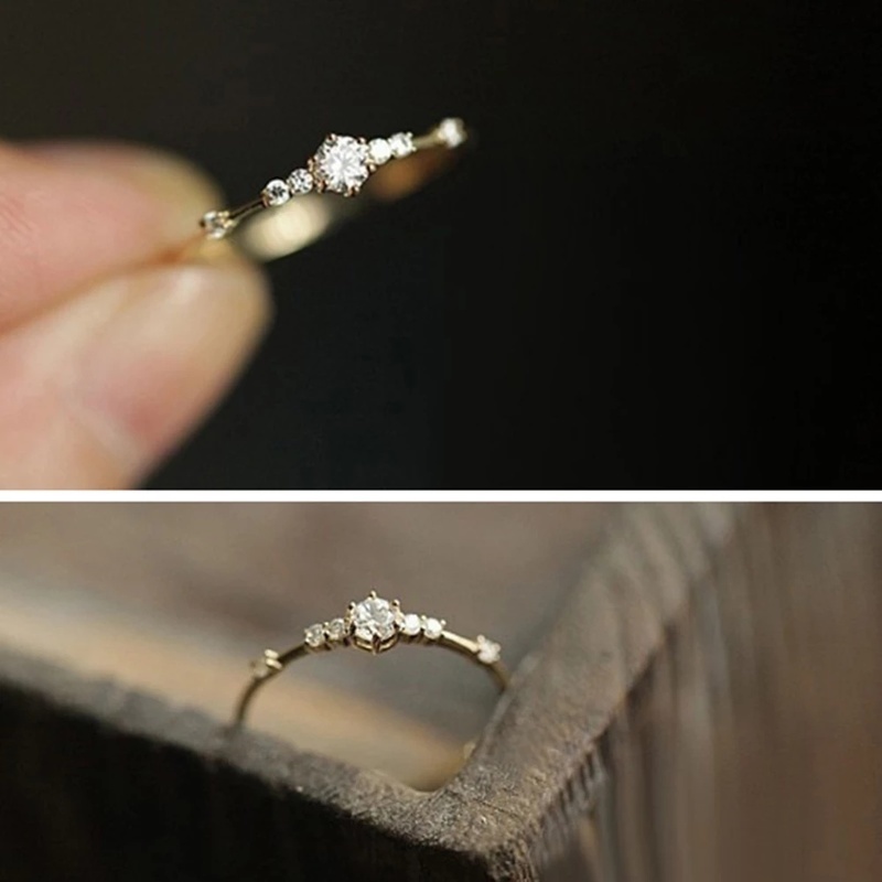 Cincin Berlian 7 Kecil 14K Untuk Wanita