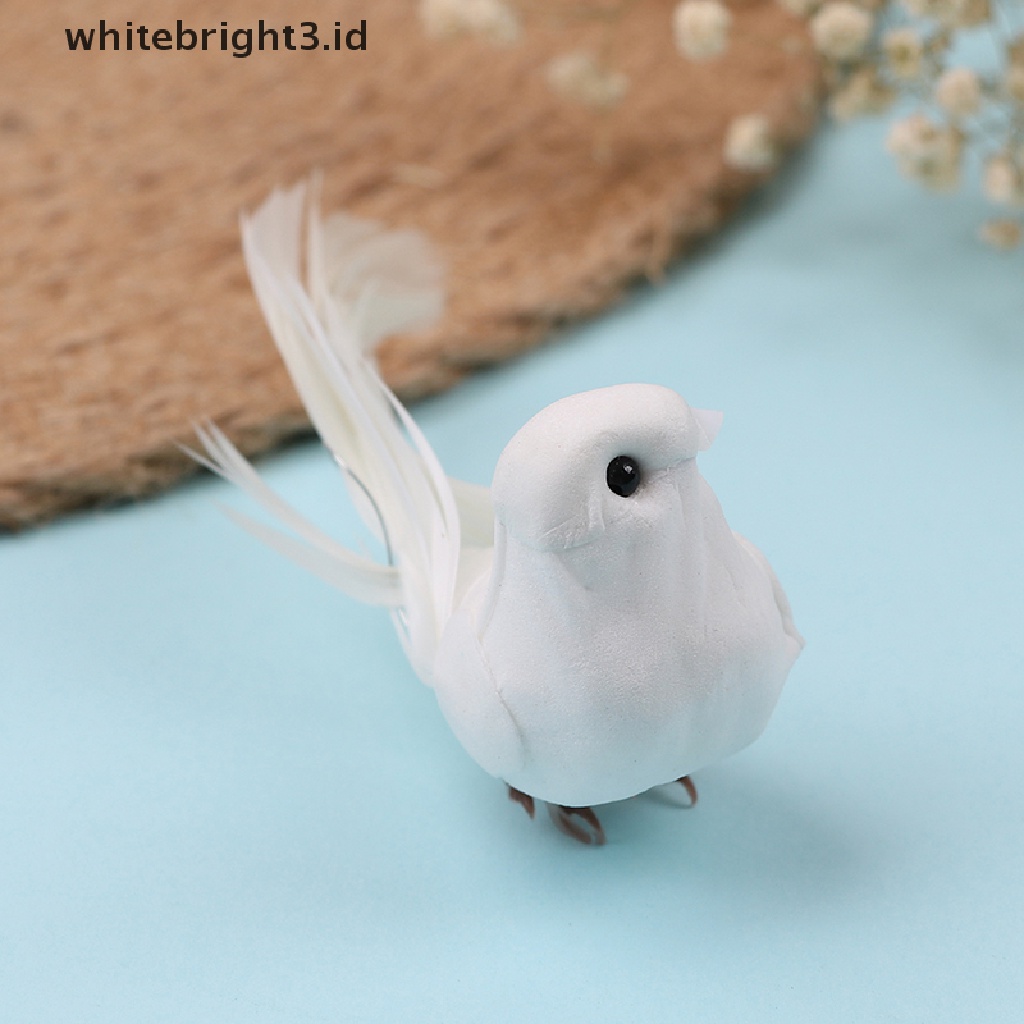 (whitebright3.id) 1pc Mainan Burung mini Imitasi Bahan Busa + Bulu Untuk Dekorasi