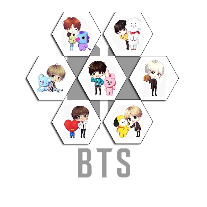 Hiasan Dinding Dekorasi Dinding Hexagonal Korea BTS BT21 Wall Decor rajakpop