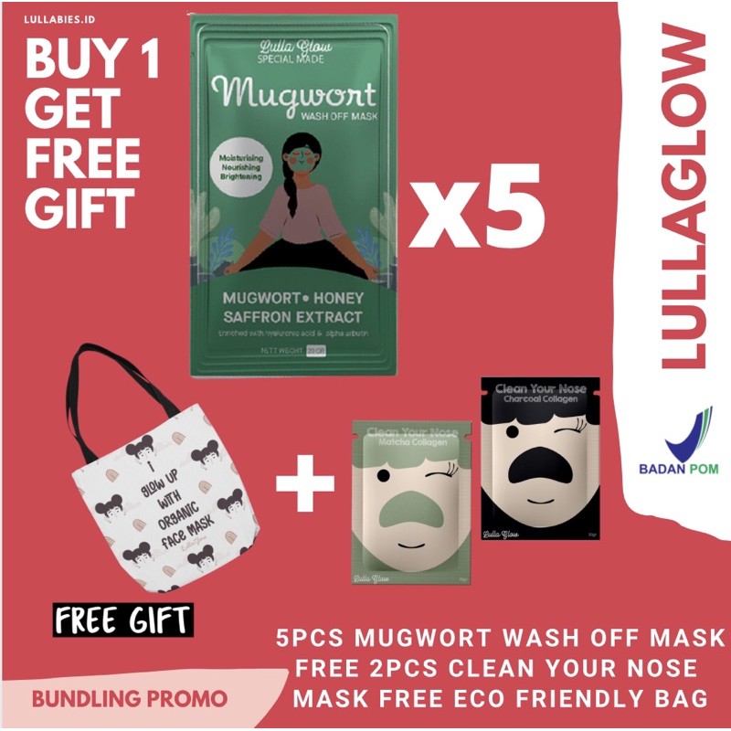 Paket Bundling LullaGlow Mugwort Wash Off Mask Masker Organik BPOM