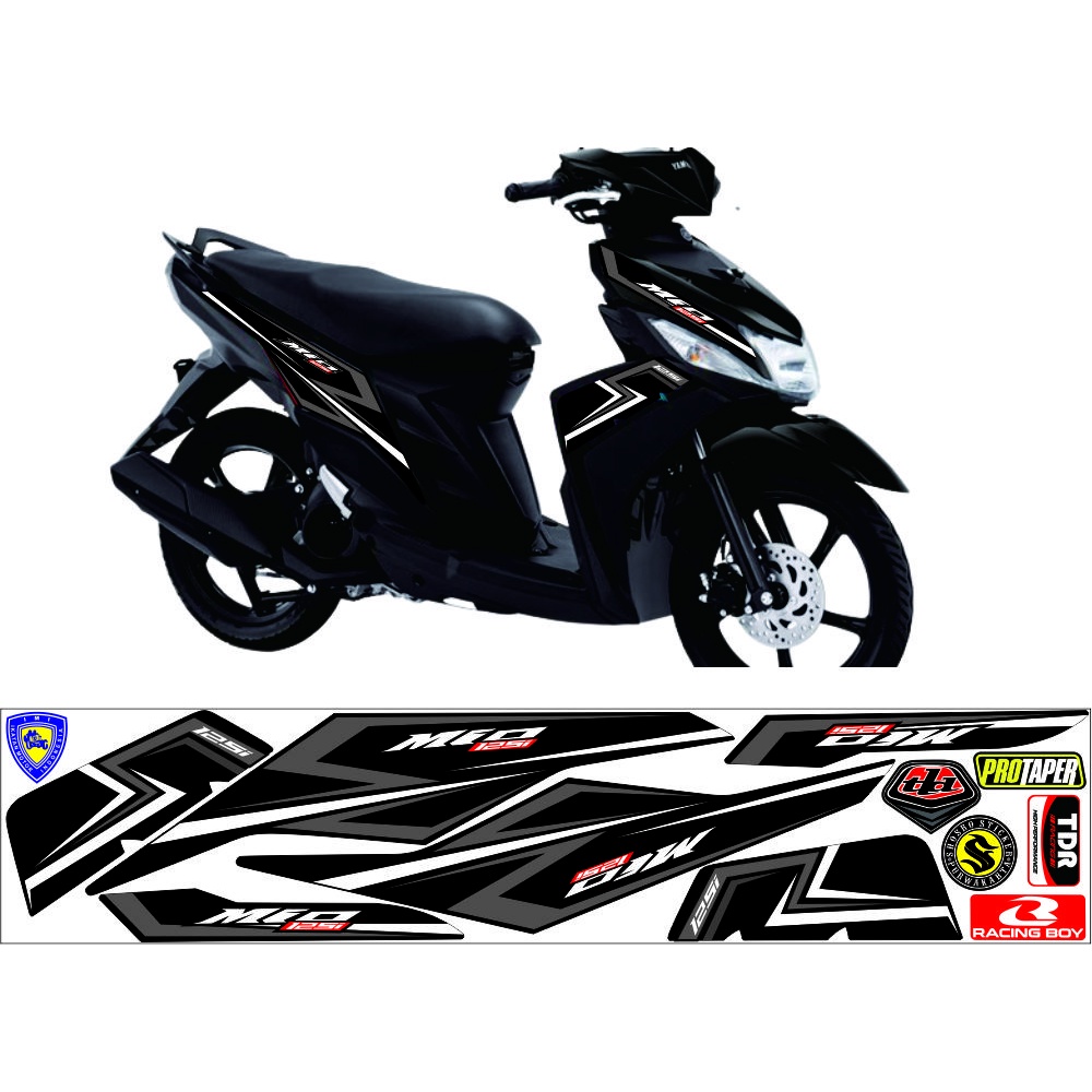STRIPING MIO M3 MIO Z MIO 125 | STIKER VARIASI LIS MOTOR MIO M3 MIO Z MIO 125 POLET HITAM LIST PUTIH