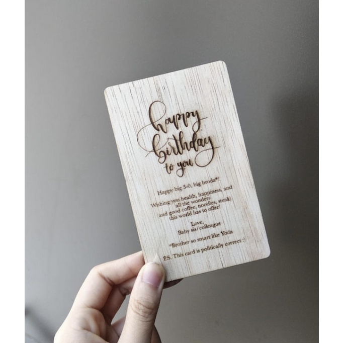 KARTU UCAPAN KAYU CUSTOM / BIRTHDAY GREETING CARD / KARTU UCAPAN