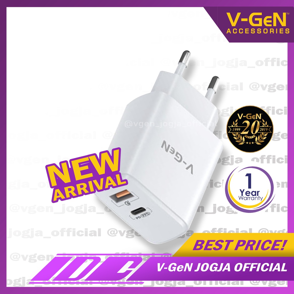 Travel Charger V-GeN VTC2-18 20W Power Delivery 3.0 QC4.0  Auto ID