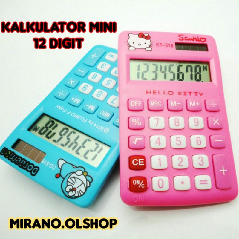 

kalkulator elektronik 12Digit karakter doraemon/hello kitty ⭐mirano⭐