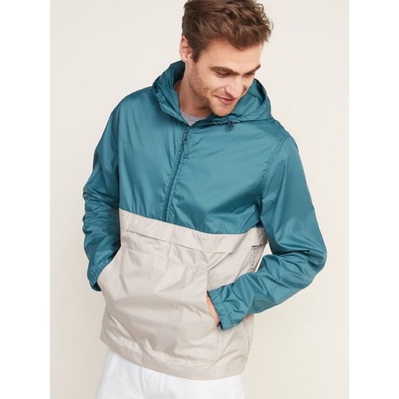 Old navy Men's Water-Resistant Packable 1/2-Zip Hooded Jacket