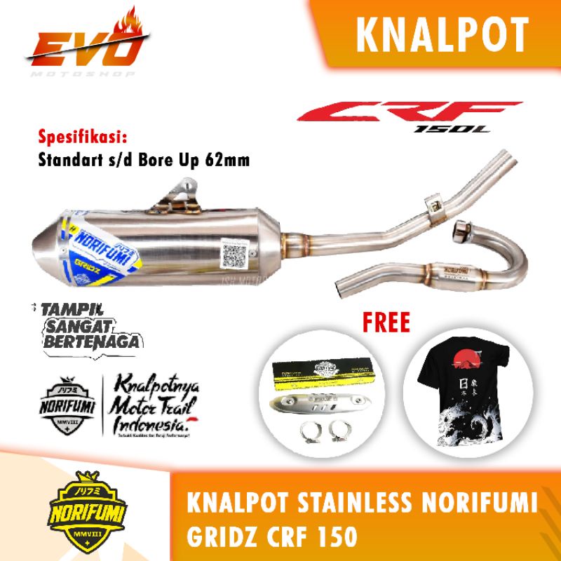 knalpot norifumi crf 150 gridz stainlese