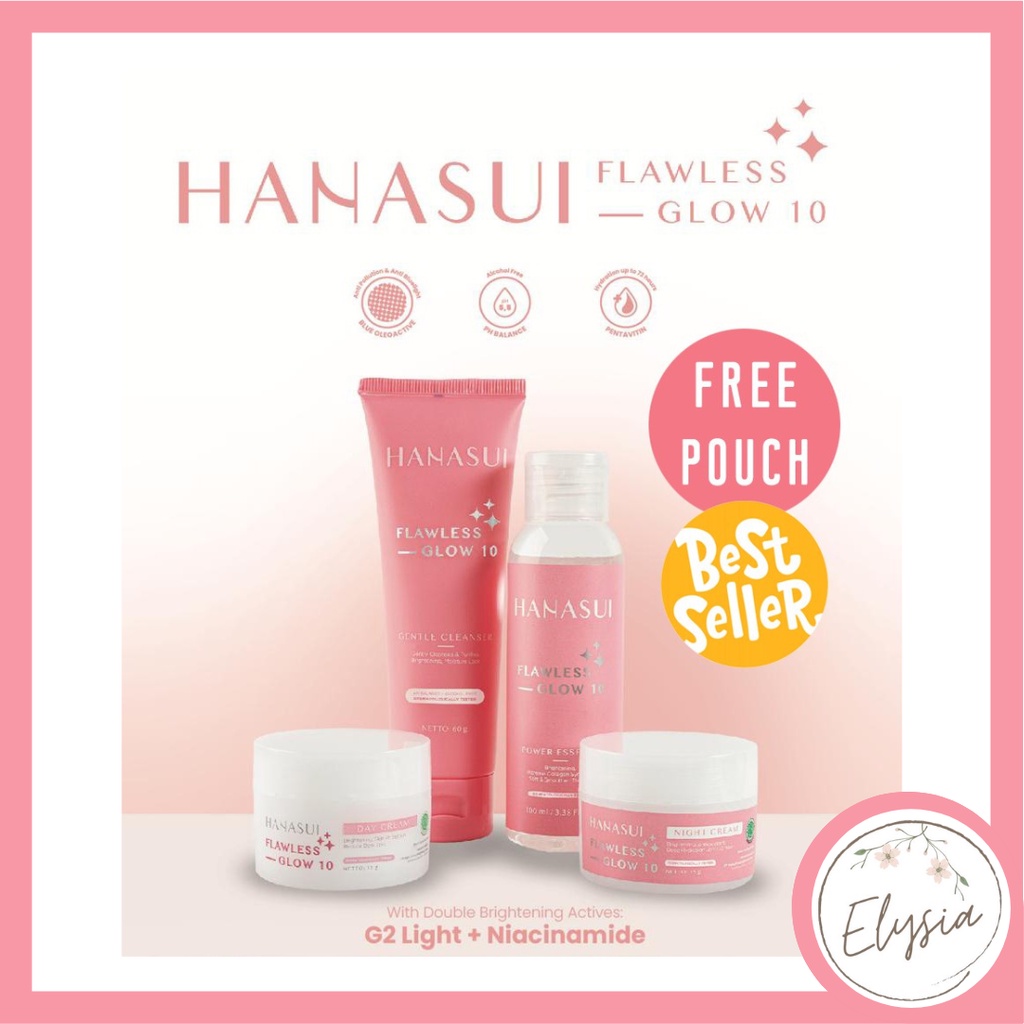 Hanasui Paket Glow Expert Series Flawless | Day Night Cream | Essence | Gentle Cleanser