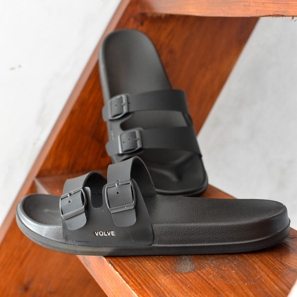 Prime Black | Sandal Slide EVA Hitam Ringan Strap Santai Simpel Pria Laki Sendal Ori | FORIND Volve