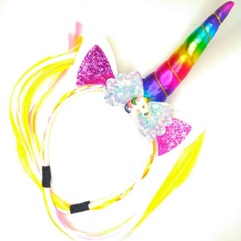 Bando Unicorn poni rambut kepang Aksesoris rambut Anak Perempuan Bando Korea Unicorn Kepang Rainbow