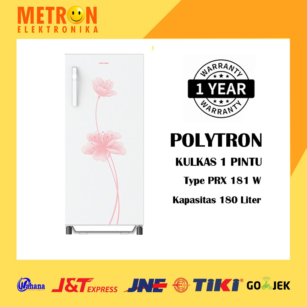 POLYTRON PRX 181 W WHITE METAL KULKAS 1 PINTU 180 LT LITER PRX181