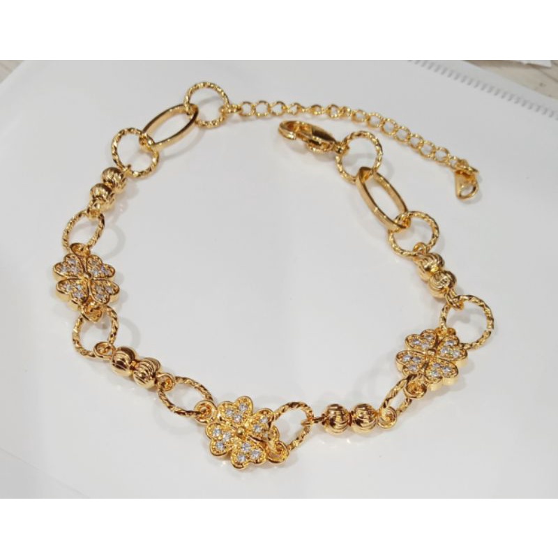 XC989.Gelang tangan xuping wanita berlapis emas dengan mata zircon uk18cm.