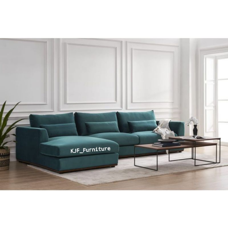 sofa L minimalis sofa ruang tv ruang keluarga tipe L free bantal