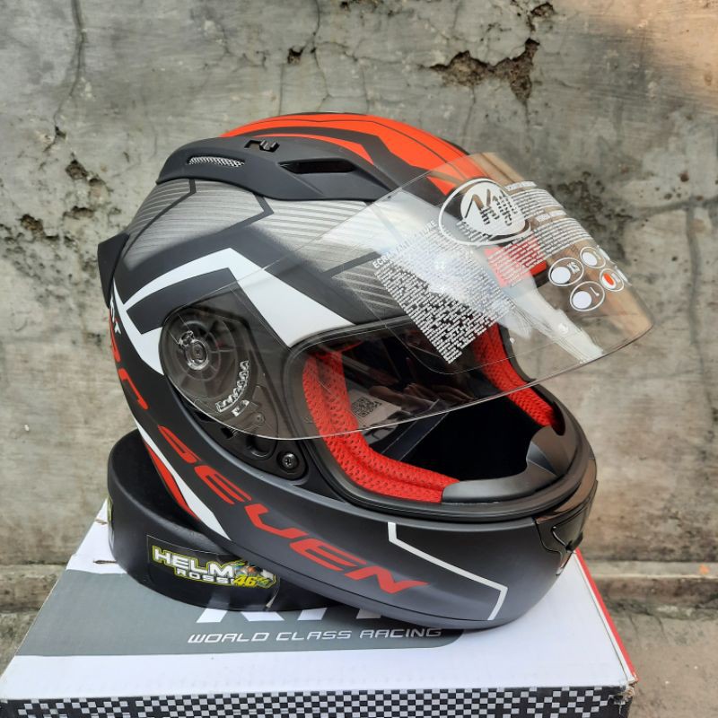 HELM KYT RC7 seri 18 - Black Matt Red ORIGINAL RC SEVEN full face Yellow flou