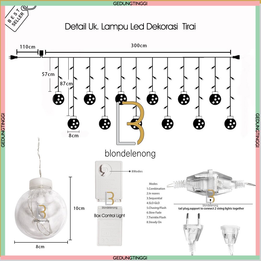 Lampu Led Tumblr Dekor Dekorasi Hias Tema Pohon Natal Christmas Xmas Tree Decor Decoration Decorations Tirai Gantung Warna Warni Warm White Kuning RGB Merah Biru Lamp Kabel Transparan Putih Rumah Kafe Cafe Taman Kedap Kedip Kelap Kelip Anti Air Waterproof