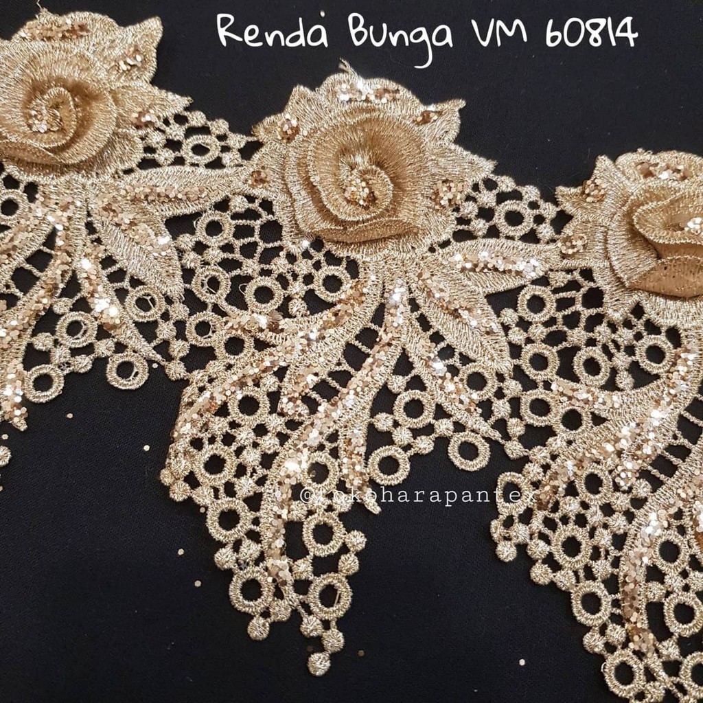 Renda Bunga VM 60814-2 Pinggiran Hiasan Baju