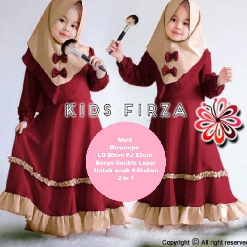 GAMIS ANAK 2TAHUN DRESS ANAK GAMIS SYAR'I GAMIS STELAN HIJAB GAMIS FIRZA