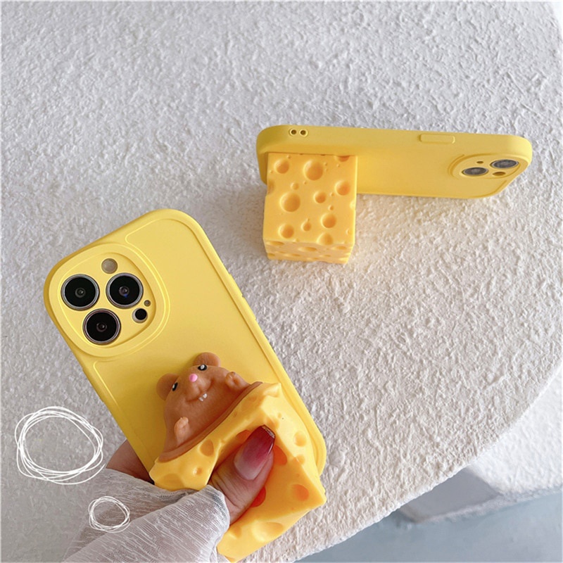 Soft Case Desain Keju Hamster 3D Tahan Banting Untuk iPhone 13 12 11 Pro Max X XS XR 7 8 Plus SE 3