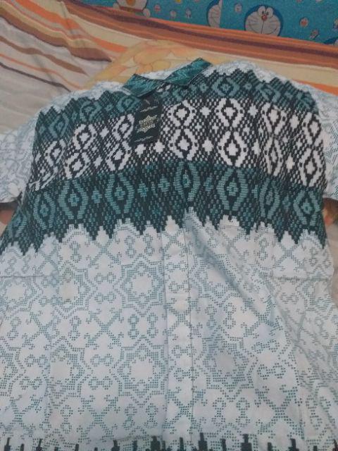Trolistore Grosir Kemeja Batik Pria Cowok Motif Ketigo Merah Biru Hijau Seragam Batik Mrh Pekalongan