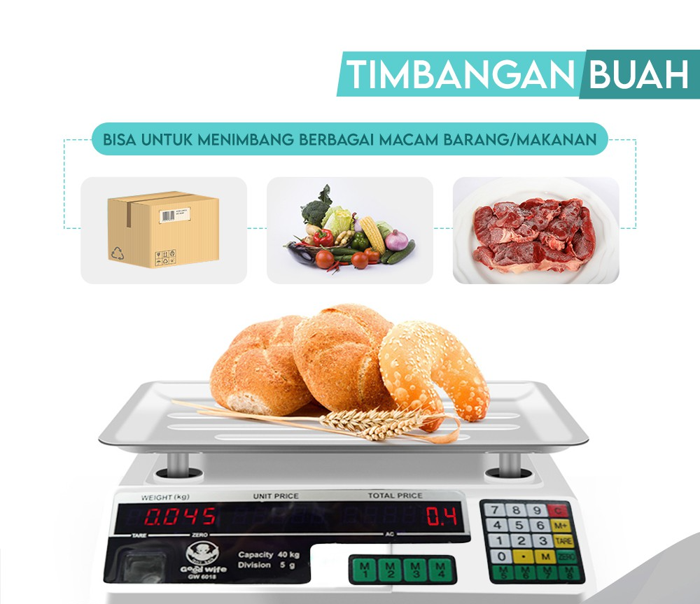 Timbangan Buah Digital 40kg Double Display timbangan digital elektrik buah/sayur/beras/telur/daging