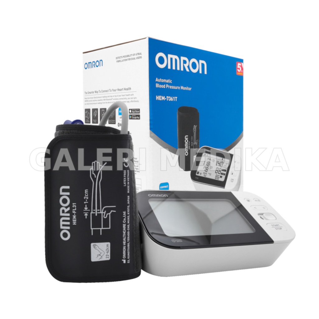 Tensimeter Digital Omron HEM-7361T / HEM 7361 T + Adaptor - Tensimeter dengan Koneksi Bluetooth