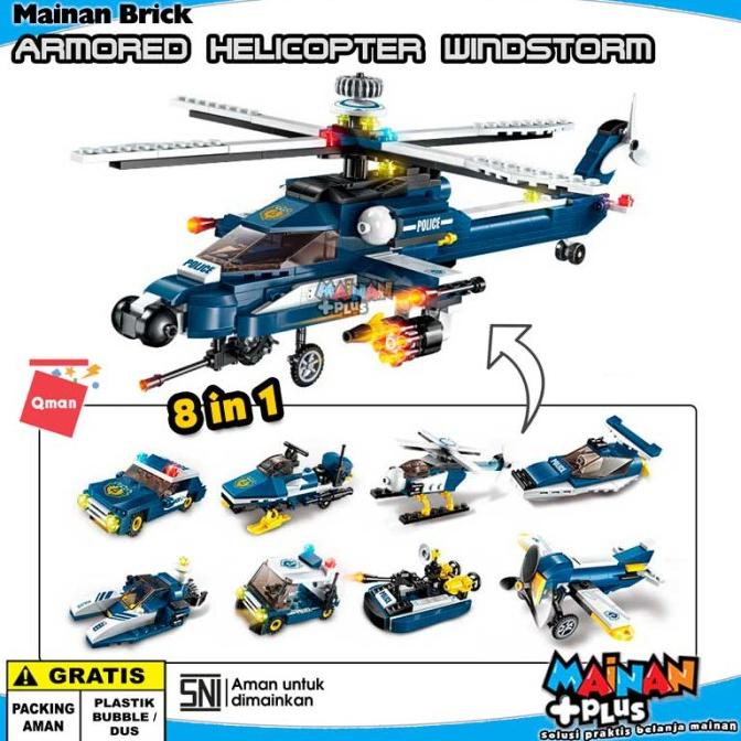 Mainan Brick Lego Qman Helikopter Tempur Armored Helicopter Windstorm