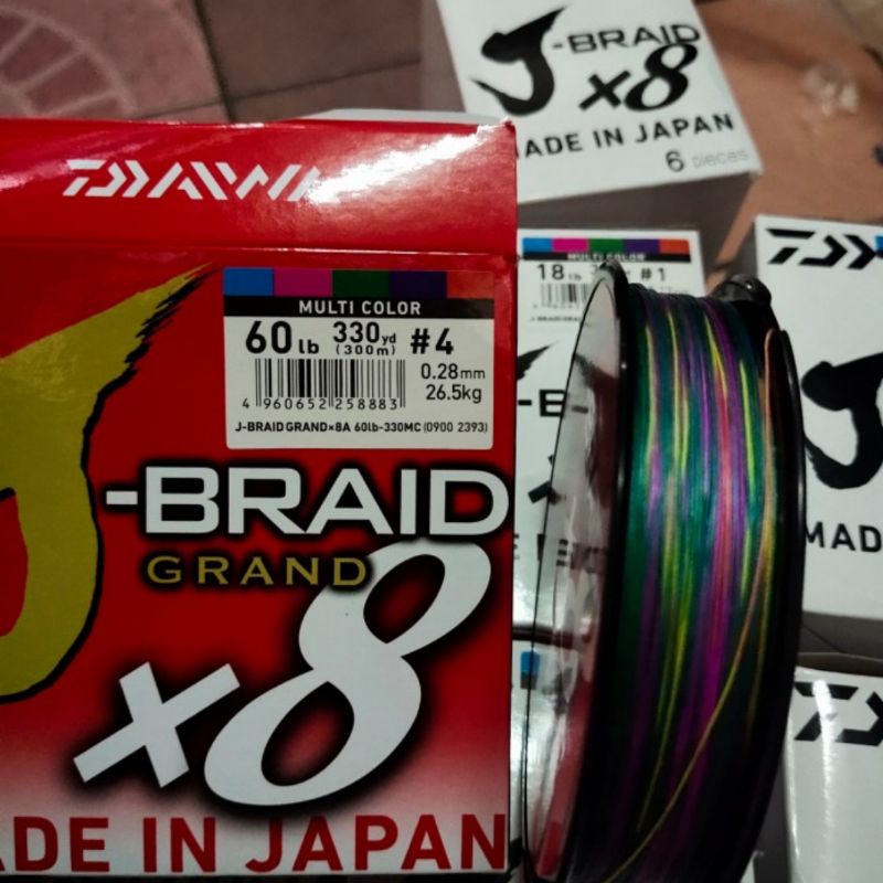 senar pancing pe Braid daiwa j Braid grand x8 300m kotak merah pe