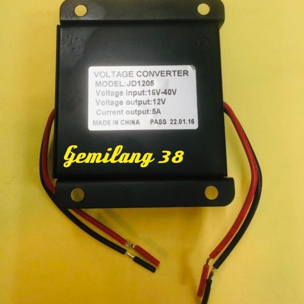 ❃ JD1205 DC 24V to DC 12V 5A Car Power Supply Converter Penurun tegangan ➩