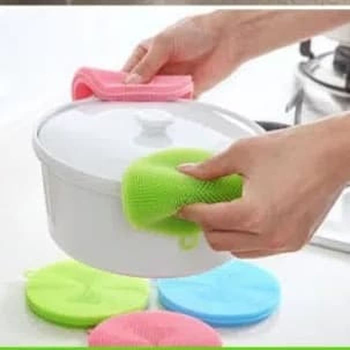 Silikon Spons Cuci Piring DURI Teflon Wajan Panci Gelas Alat Dapur Silicone Silicon Pembersih SIkat