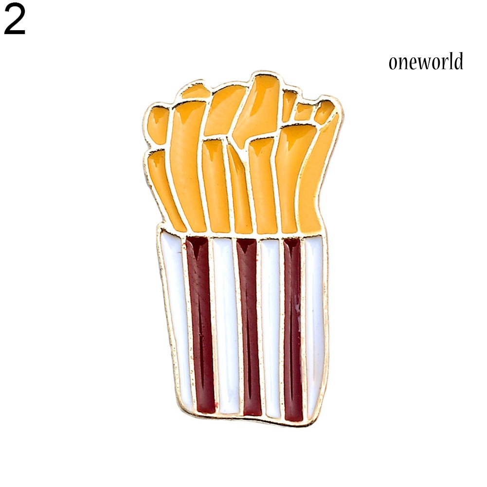 OW@ Funny French Fries Pizza Daisy Brooch Pin Sweater Denim Jacket Collar Badge