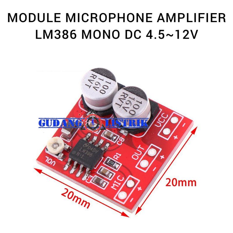 Module Microphone Amplifier Preamp Mic LM386 DC 4-12 Volt Mono Hi-fi Audio