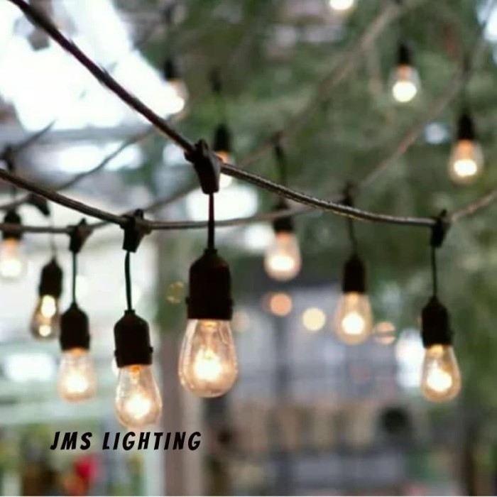 Fitting Lampu Gantung Outdoor 10M 10 Fiting /  5M 10 Fitting kabel 5 M / 10 M CAFE TAMAN DEKORASI