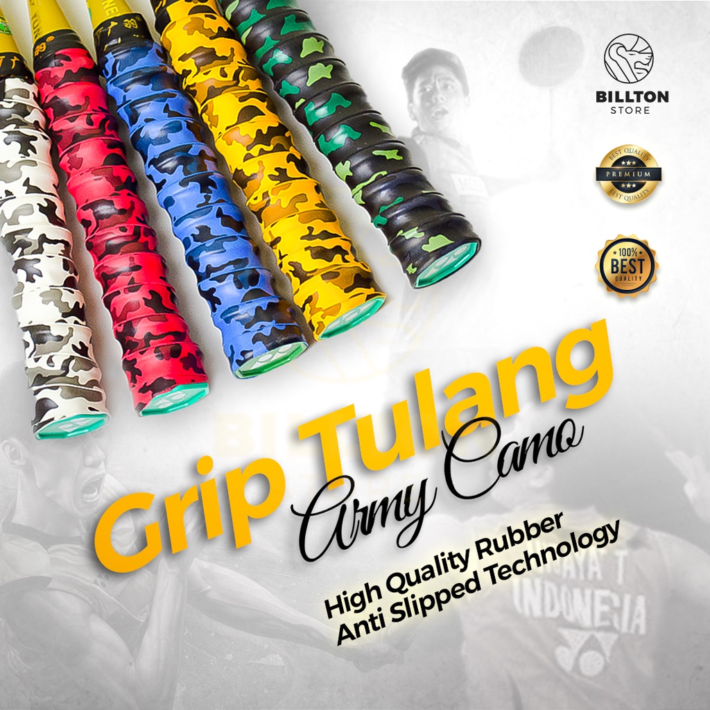 Grip Karet Raket Badminton / Grip Tulang Army Anti Licin Premium